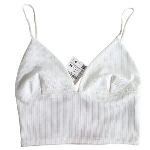 NWT Zara Cropped Top Spaghetti Strap White Spring/Summer Women's Size M
